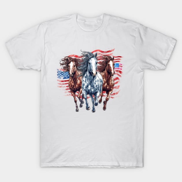 Patriot Horses #3 T-Shirt by Chromatic Fusion Studio